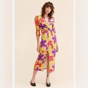 Laagam Lea Midi Dress Colorful Maximalist Green Purple Red Sz L Party Date Night